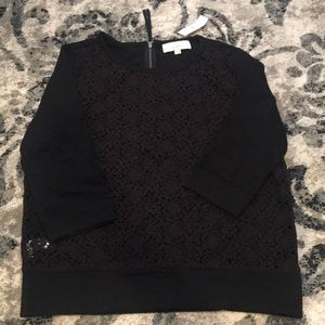 LOFT Black Crochet Sweater